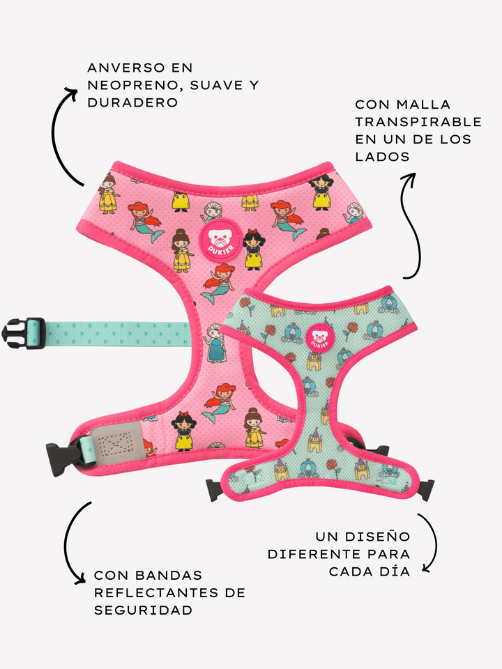 REVERSIBLE PRINCESS HARNESS FOR DOGS