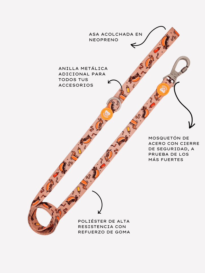 CORREA PARA PERRO HOT DOGS