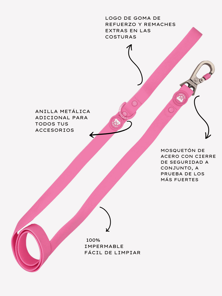 CORREA WATERPROOF PARA PERRO PINK