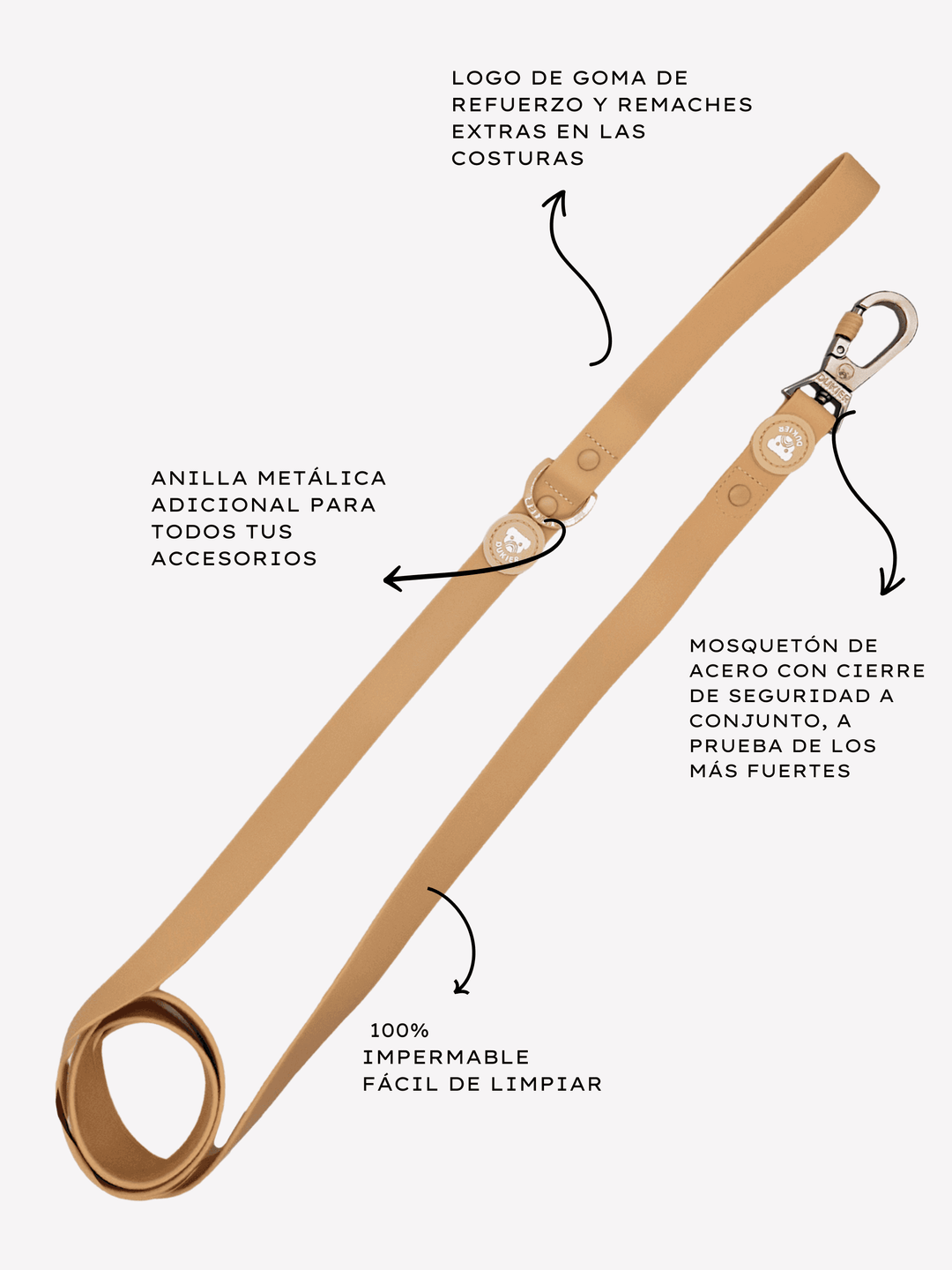 CORREA WATERPROOF PARA PERRO BEIGE