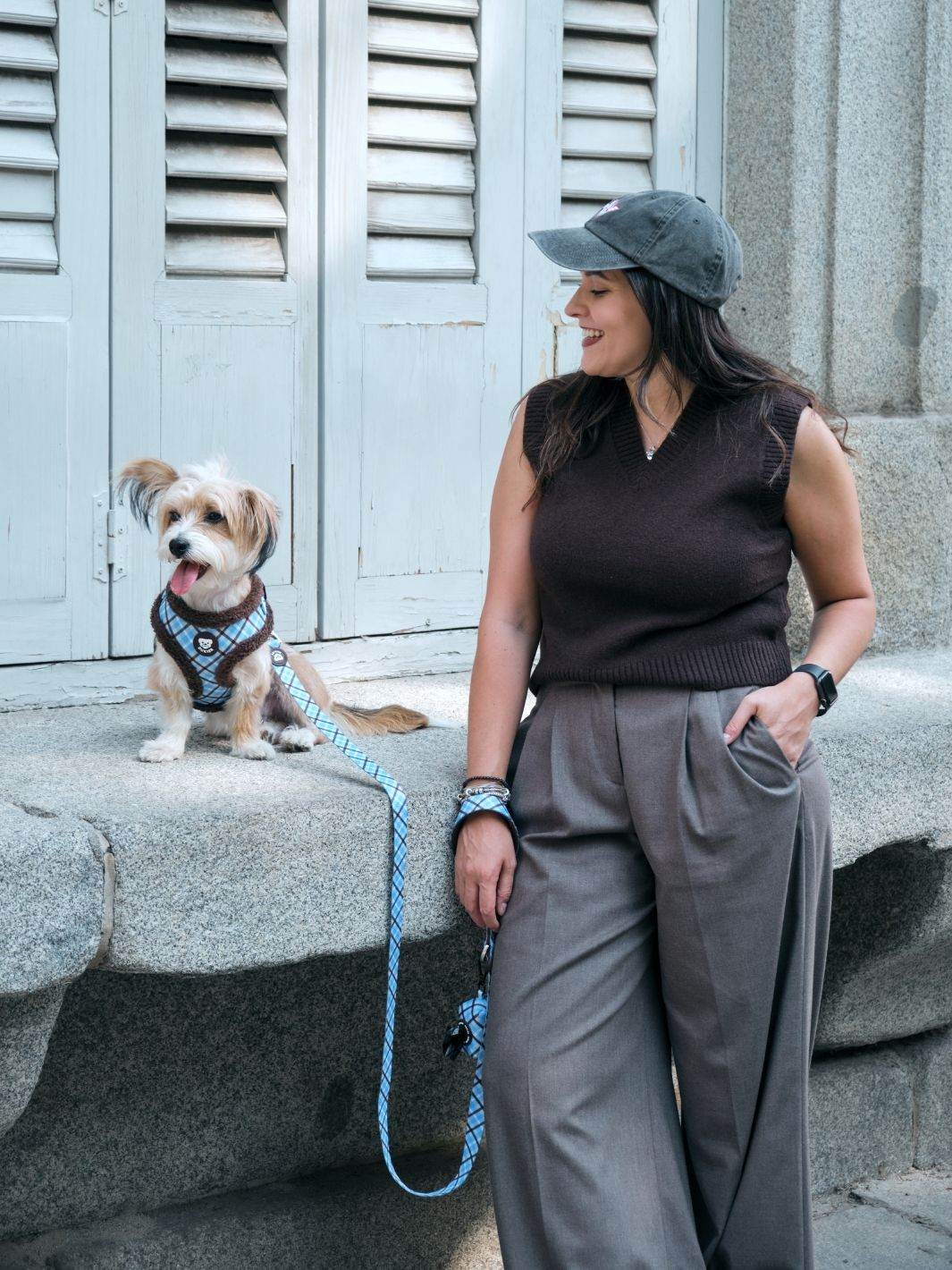 ARNES AJUSTABLE PARA PERRO TARTÁN BLUE MOCCA - Dukier