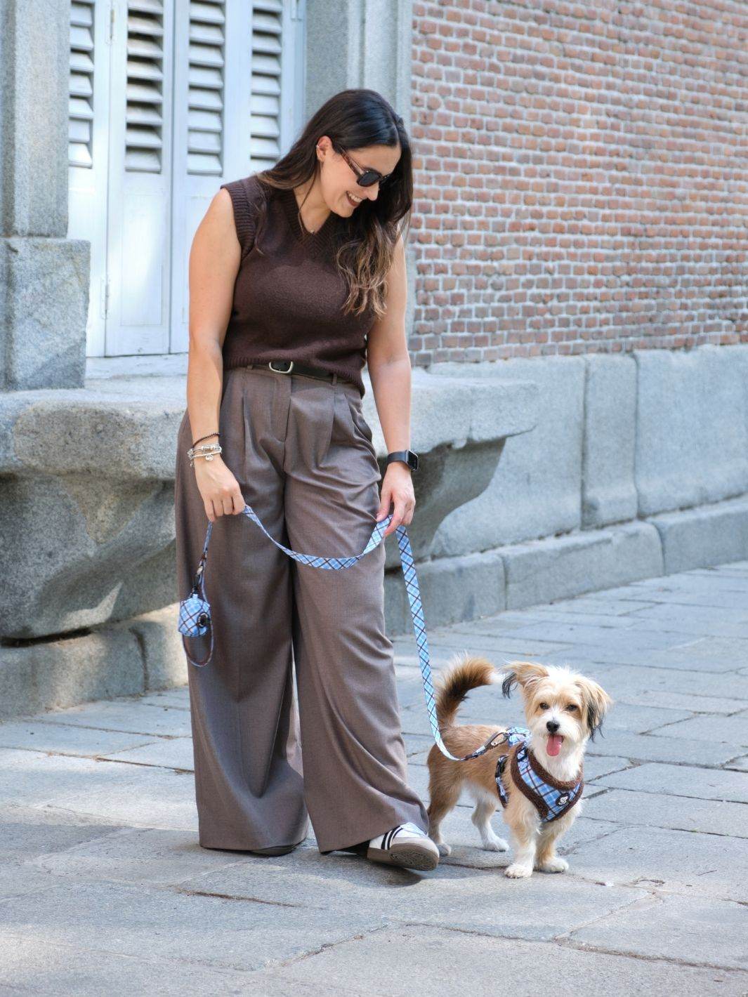 ARNES AJUSTABLE PARA PERRO TARTÁN BLUE MOCCA - Dukier