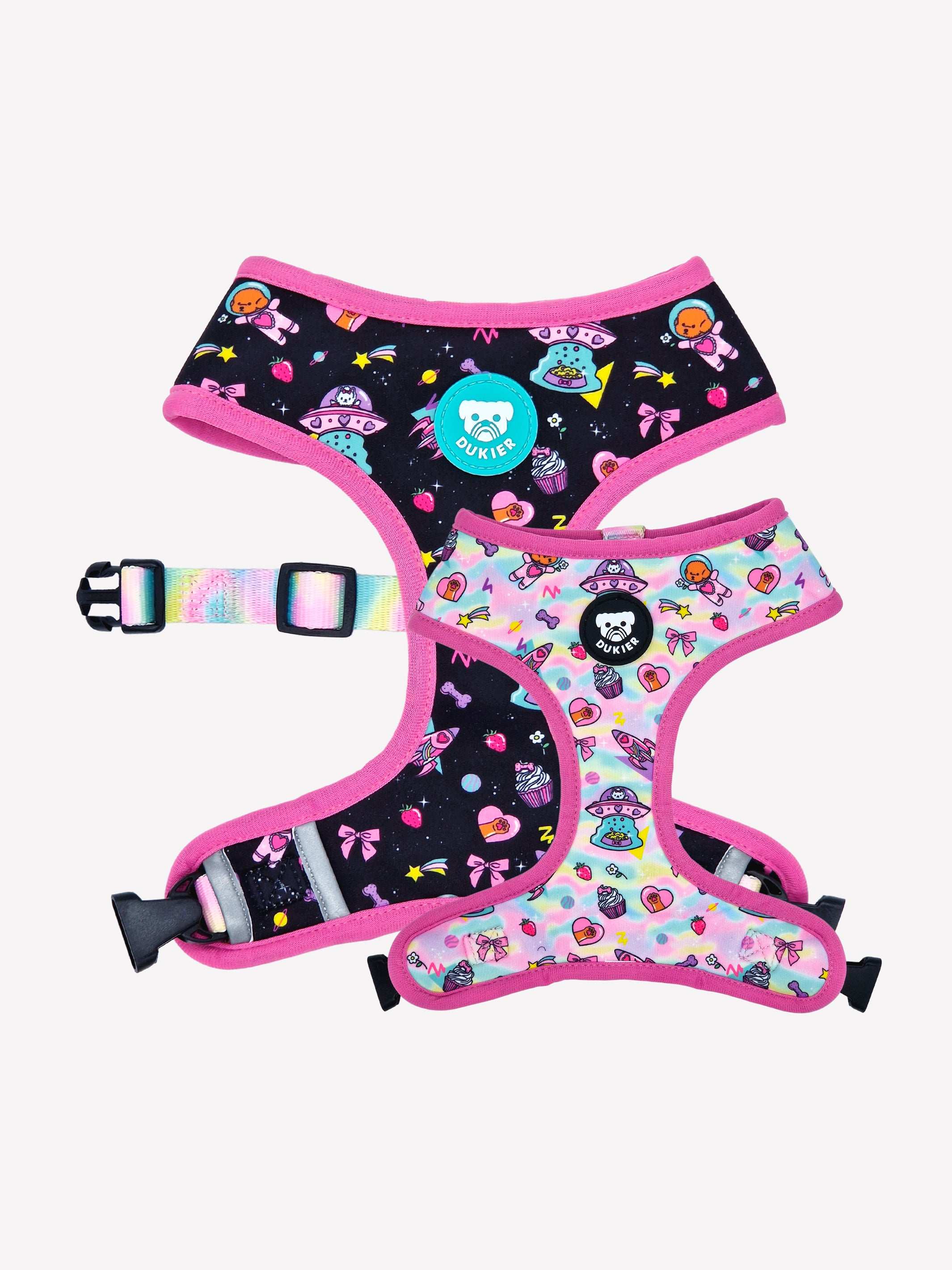 PINK GALAXY REVERSIBLE DOG HARNESS