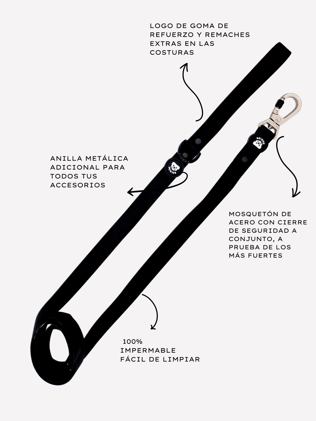 CORREA WATERPROOF PARA PERRO BLACK