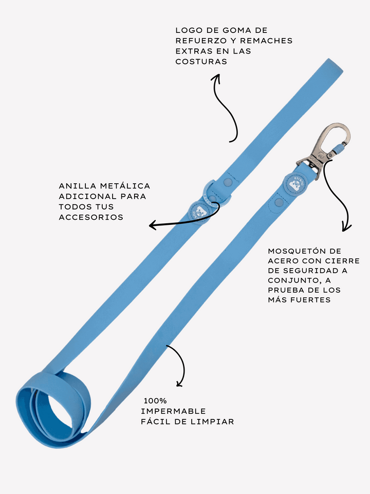 CORREA WATERPROOF PARA PERRO SKY BLUE