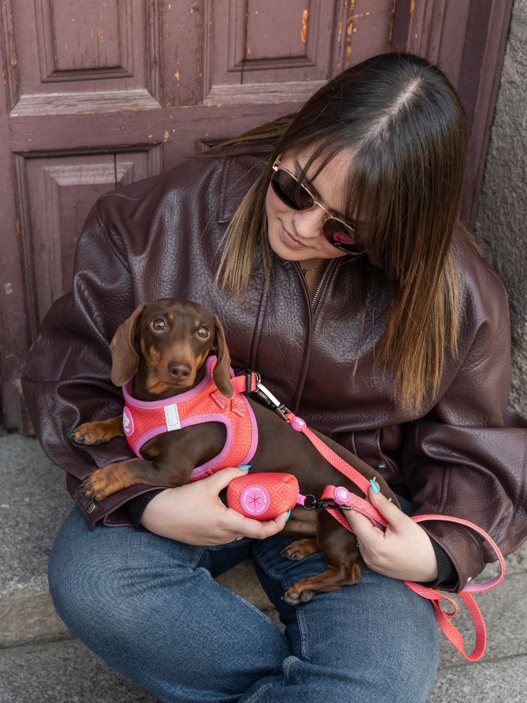PORTA BOLSAS CACA KALEIDO PINK GRID