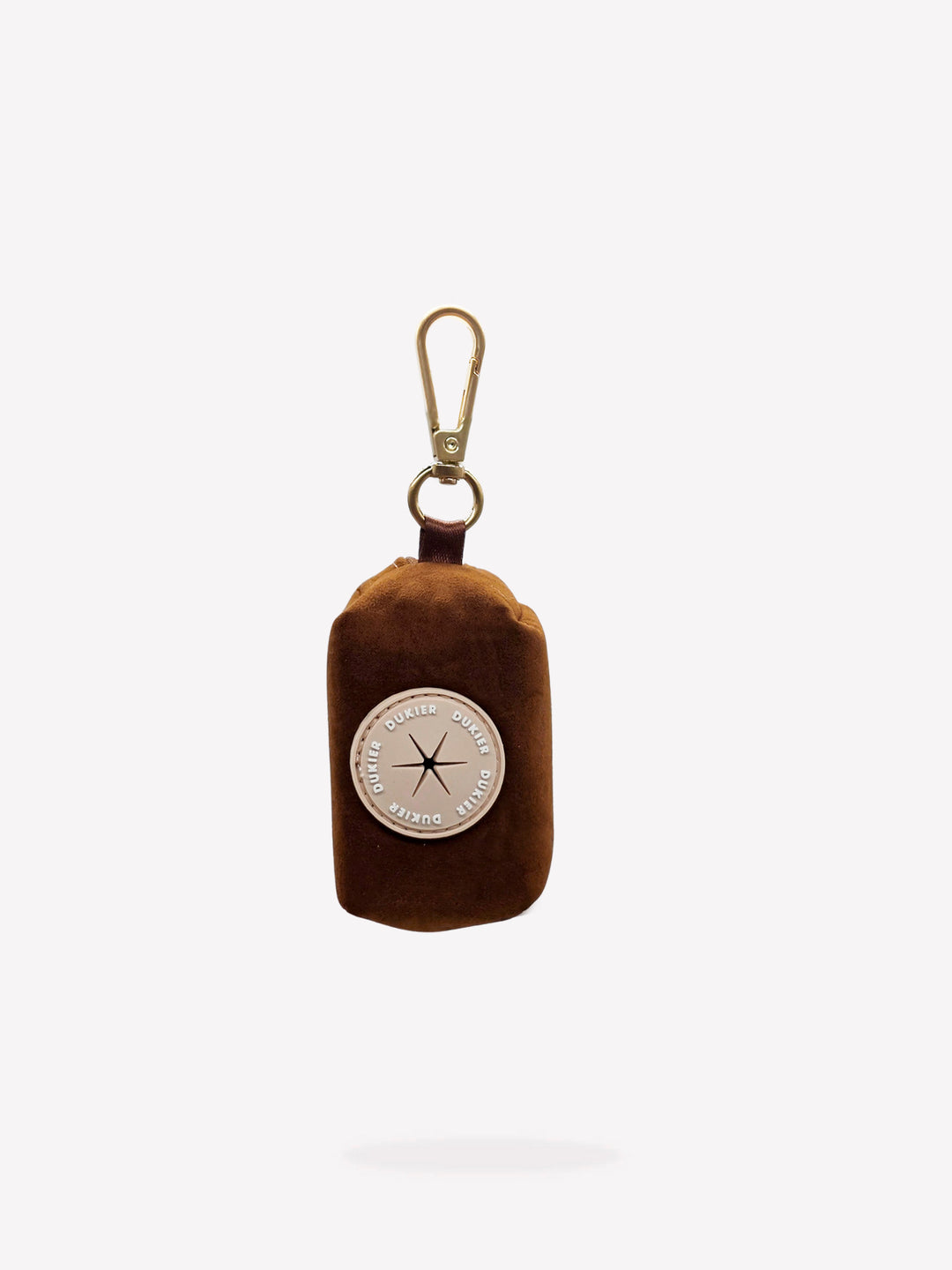 DOG POOP BAG HOLDER SUEDE CAMEL
