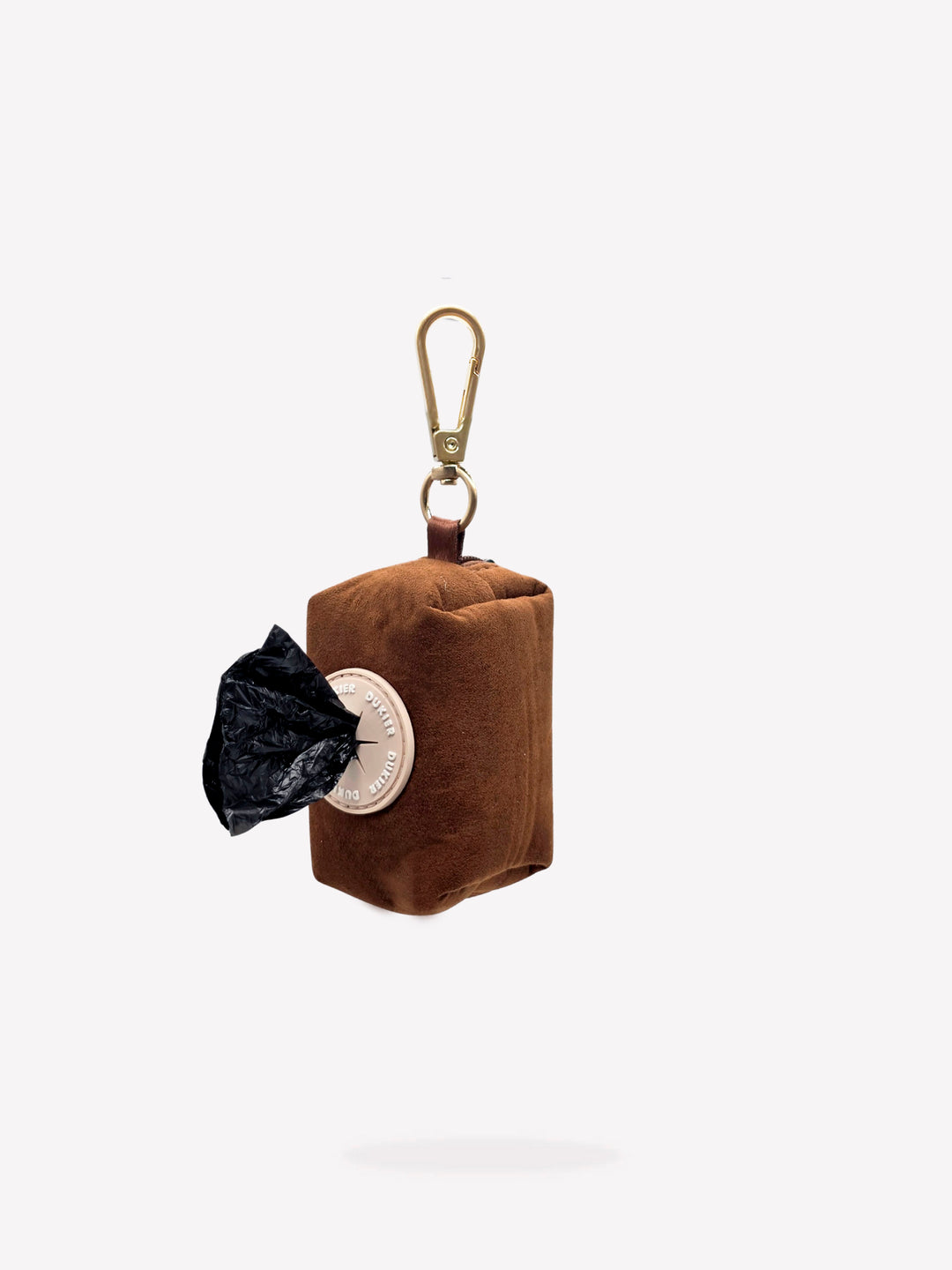 DOG POOP BAG HOLDER SUEDE CAMEL