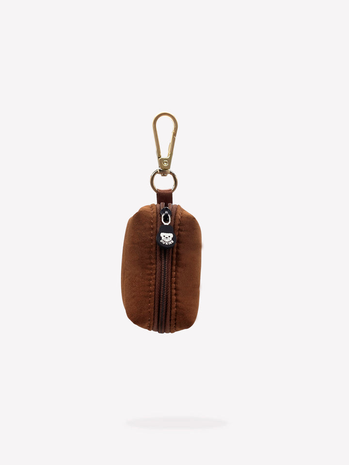 DOG POOP BAG HOLDER SUEDE CAMEL