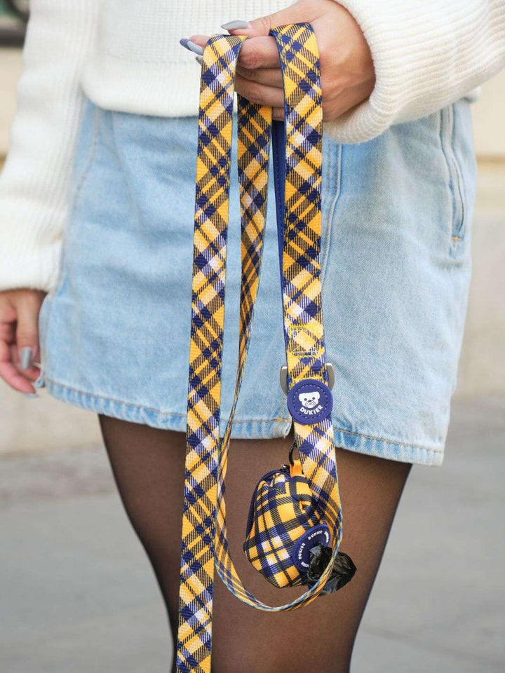 CORREA PARA PERRO TARTÁN MUSTARD