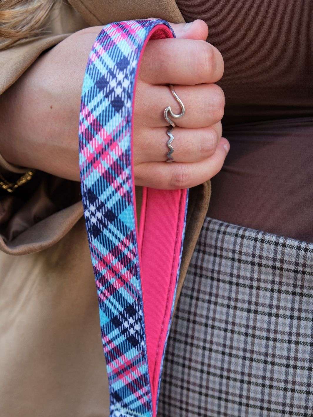 CORREA PARA PERRO TARTÁN PINK